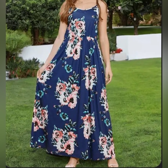 PatPat Blue and Pink Halter Maxi Sundress - Picture 1 of 2
